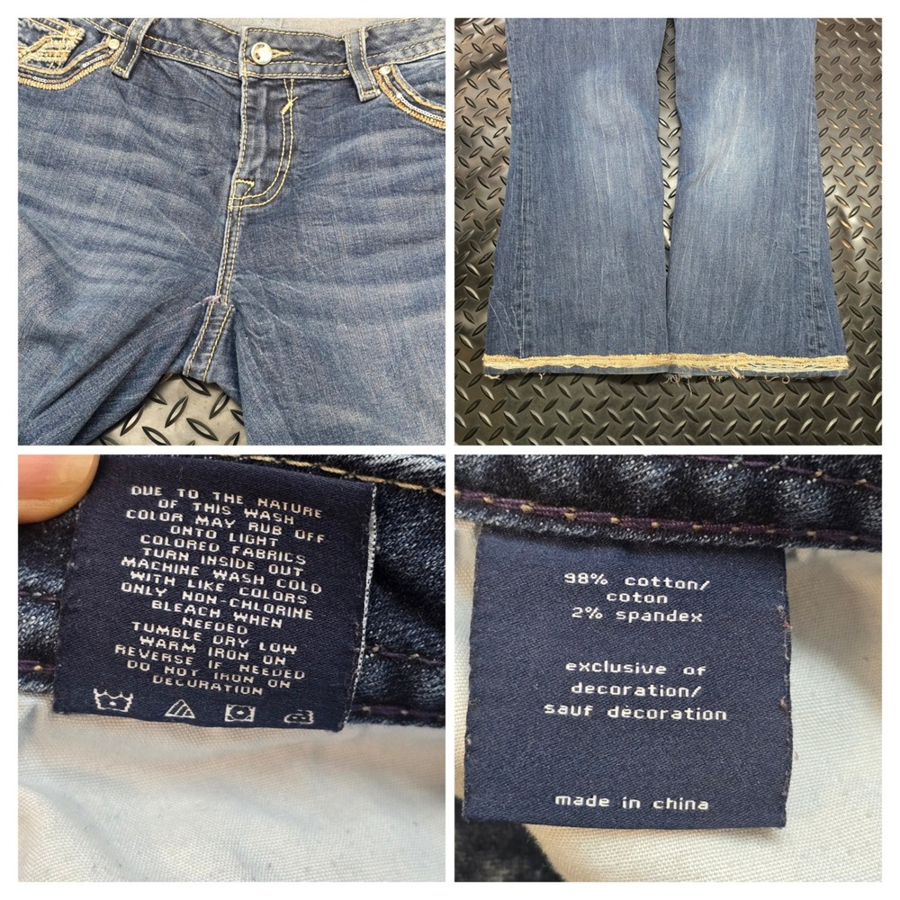Vigoss Womens Bootcut Jeans Medium Wash Embellished Pockets Frayed Hem Size 20 - Picture 7 of 16